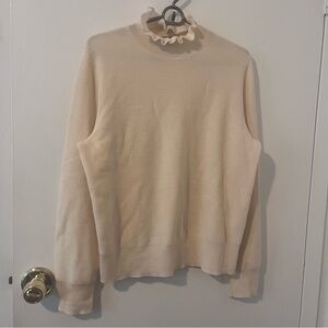 J. Crew Ruffleneck Merino Wool Blend Weather Women’s XL In Cream